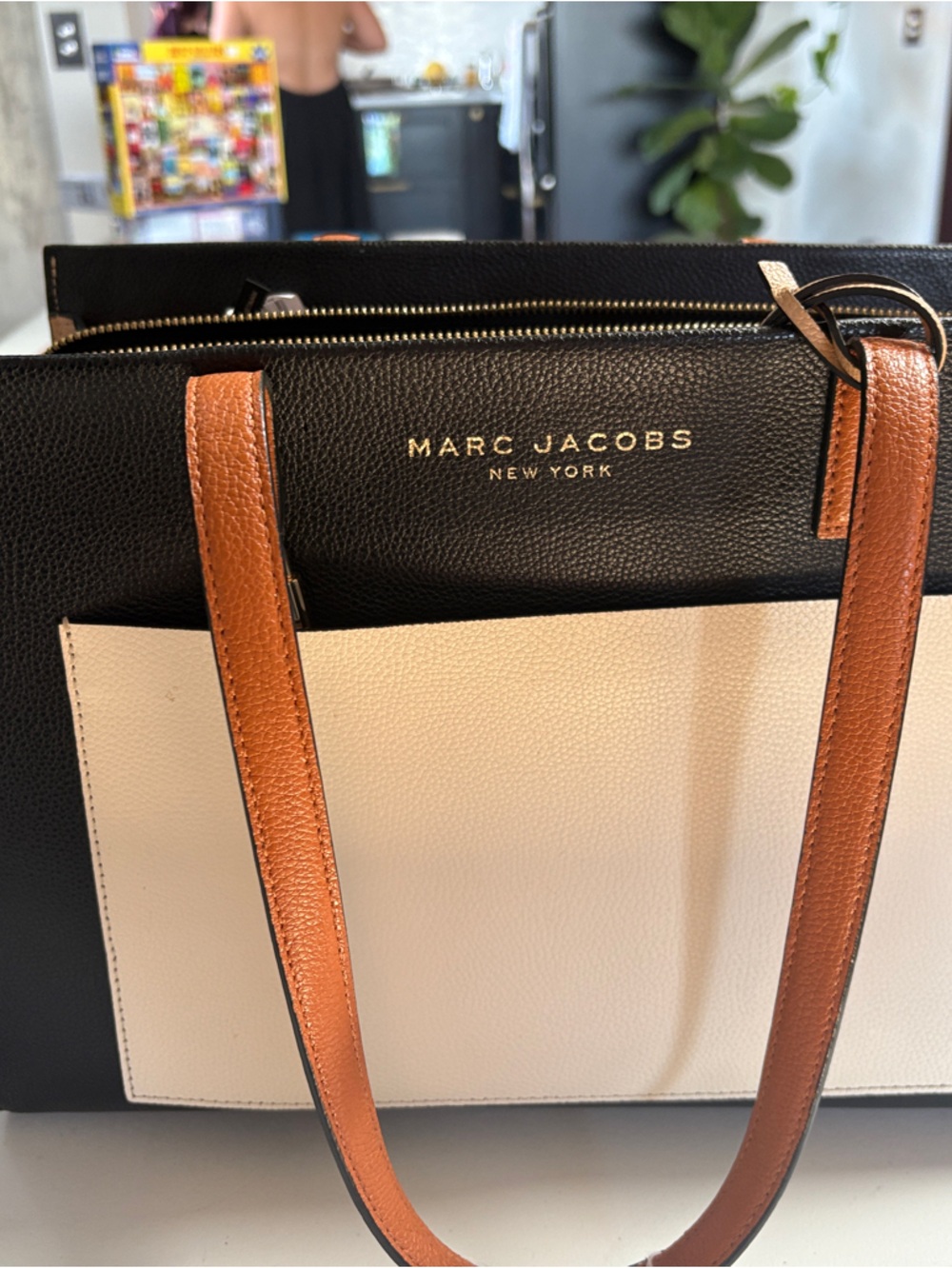 Marc Jacob’s grind Colorblock leather tote bag
